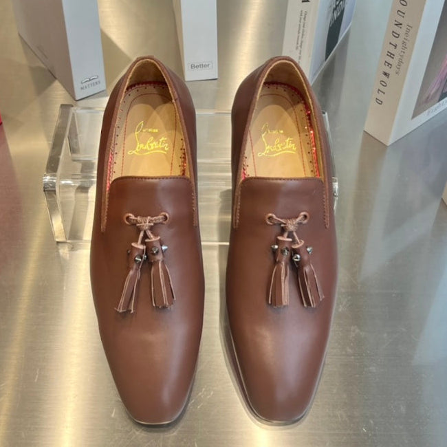Christian Louboutin Loafer Tassel Suede Patent Leather 863799