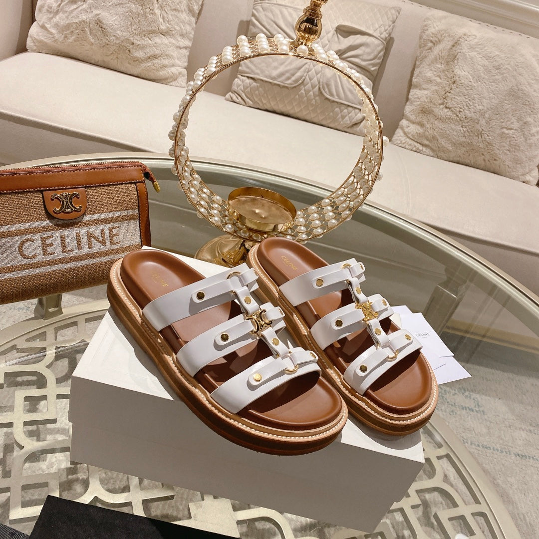 Celine 26 Tippi Slide Sandals Calfskin Leather 736590