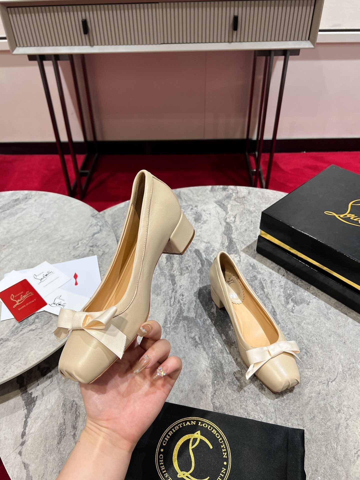 Christian Louboutin Mamadrague Block Heel Pumps Leather 825310