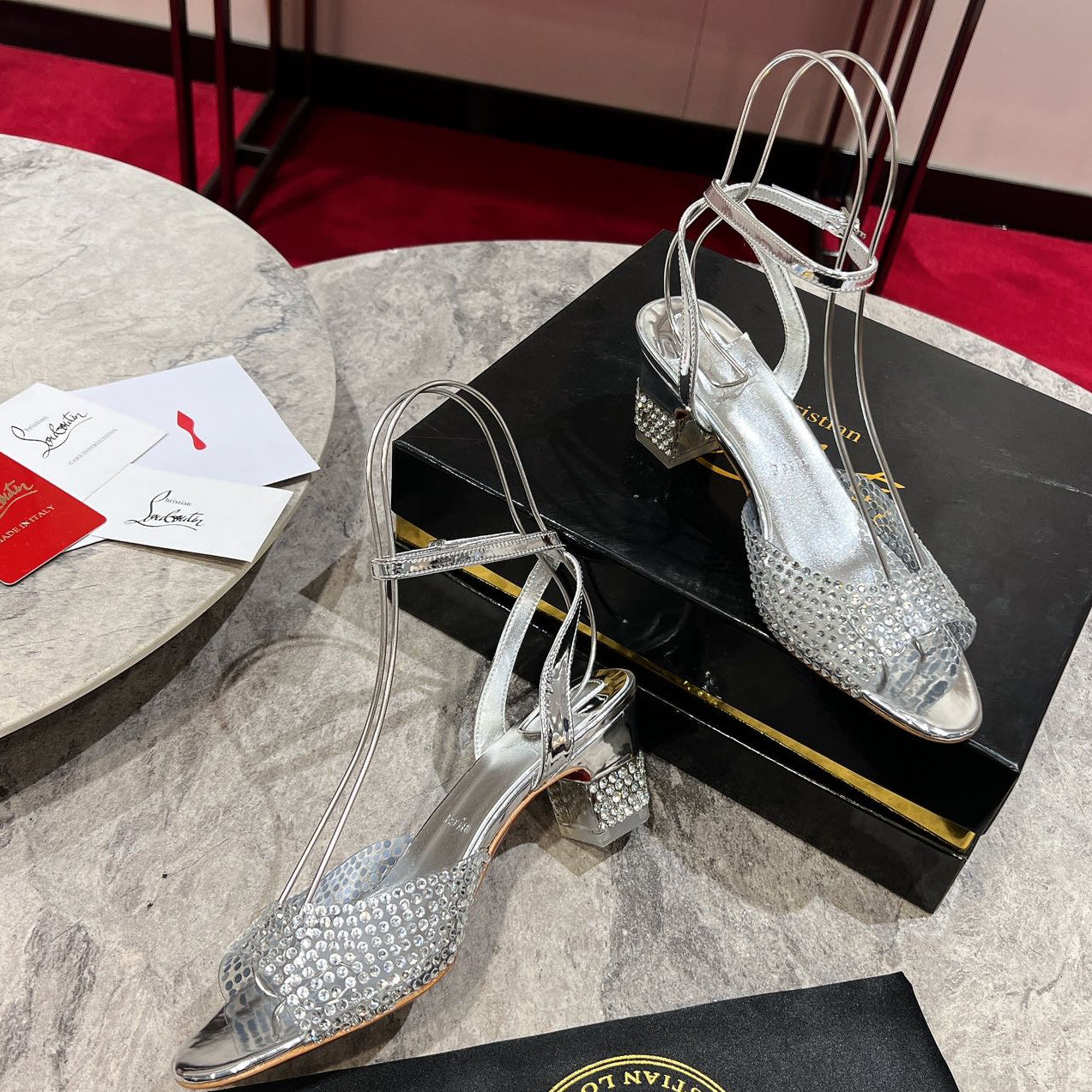 Christian Louboutin Mary Jane Miss Z Strass 55mm Sandals Patent Leather 825391