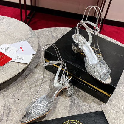 Christian Louboutin Mary Jane Miss Z Strass 55mm Sandals Patent Leather 825391