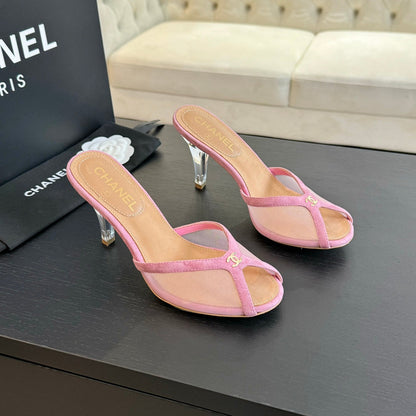 CC 2026 High Heeled Slippers 70 Mesh Suede
