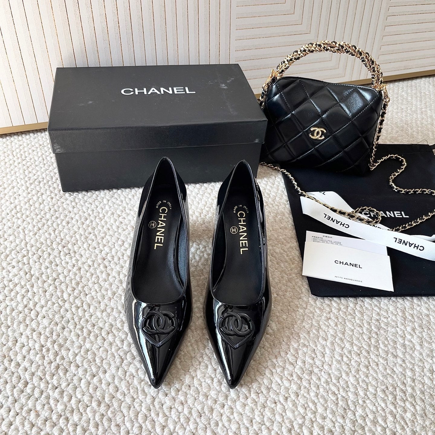Chanel 2026 Pump With Heart-shaped Buckle Black Patent Leather 787144