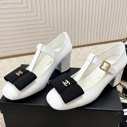 Chanel 2026 Fabric Bow Mary Jane Chunky Heel Shoe Patent Leather 787146