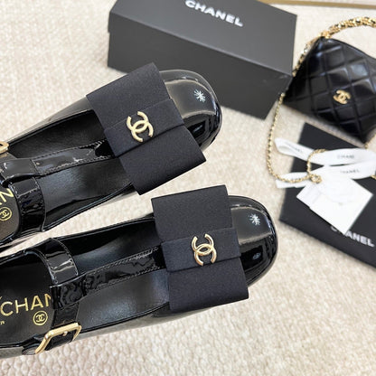 Chanel 2026 Fabric Bow Mary Jane Chunky Heel Shoe Patent Leather 787146