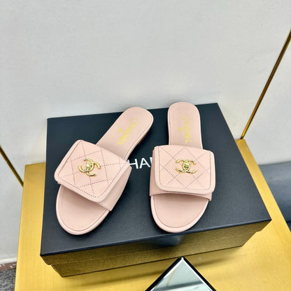 Chanel 2026 Turnlock Quilted Slippers Leather 781000