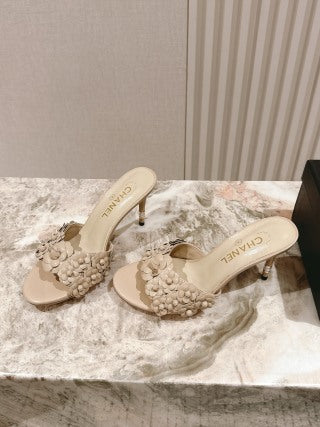 CC 26s Floral High Heel Slippers 75 Sheepskin 658446