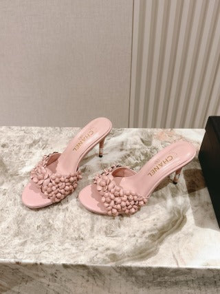 CC 26s Floral High Heel Slippers 75 Sheepskin 658446