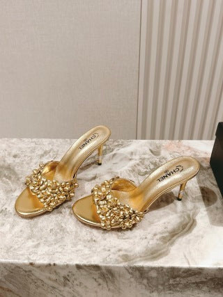 CC 26s Floral High Heel Slippers 75 Sheepskin 658446