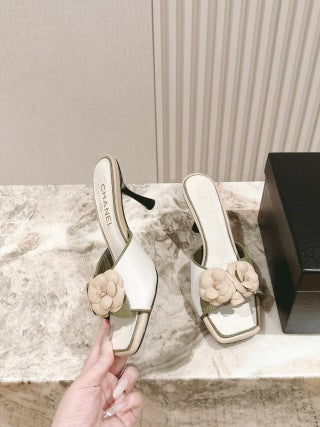 CC 26s Flower High Heel Slippers 85 Sheepskin 658383