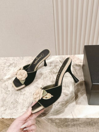 CC 26s Flower High Heel Slippers 85 Sheepskin 658383