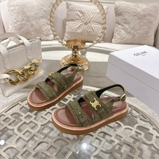 Celine 26 Tippi Triomphe Sandals In Suede Calfskin 736602