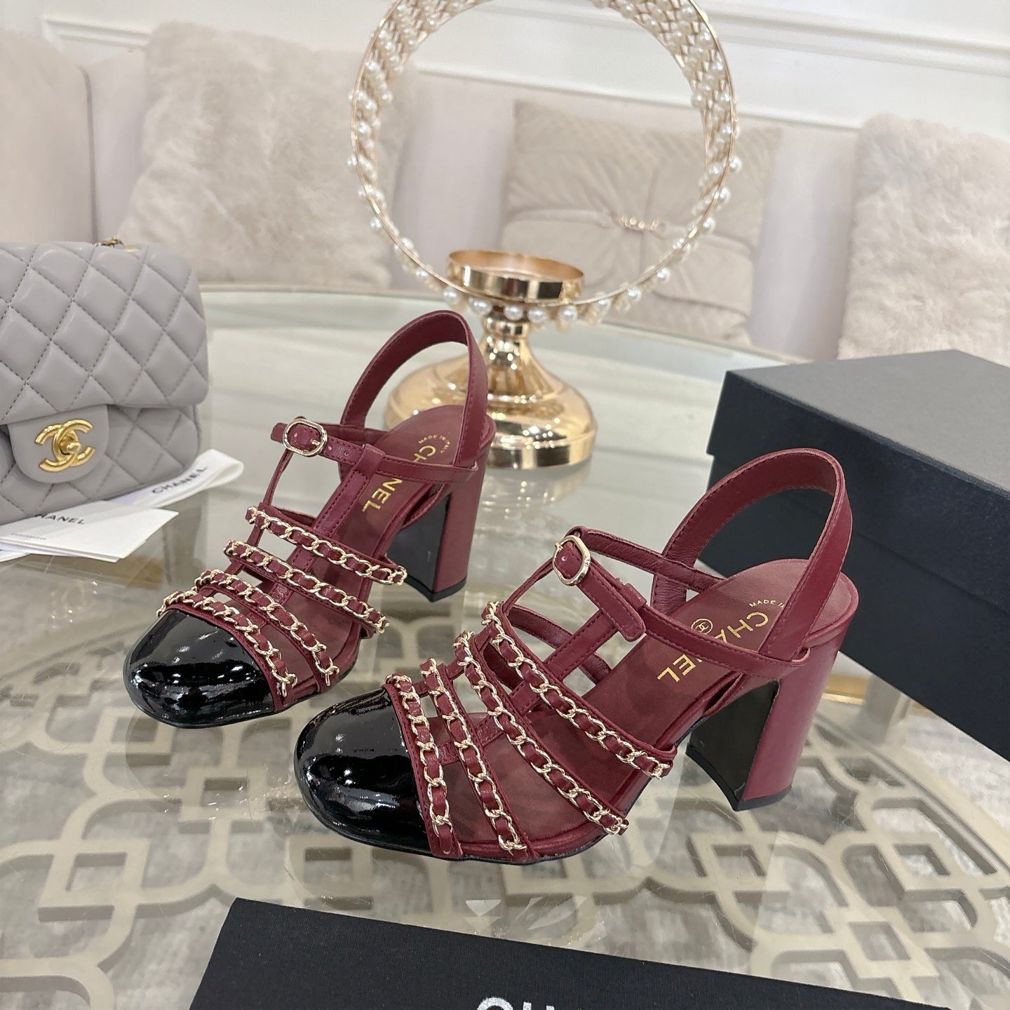 Chanel 2026 High-Heeled Sandals 8.5cm Lambskin Sheepskin 834423