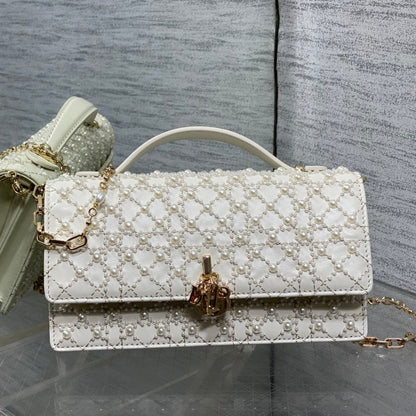 Dior 2026 Top Handle Embroidered Bag 21cm Calfskin 352086