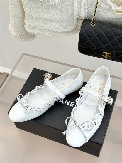 CC 2026 Vintage Bow Tie Ballet Flat Sheepskin