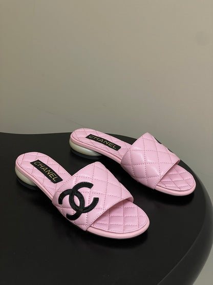 CC 2026 Pearl Flat Sandals Lambskin  Double C Logo