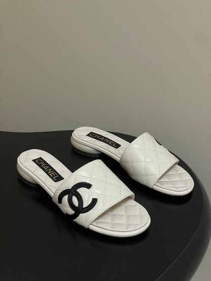 CC 2026 Pearl Flat Sandals Lambskin  Double C Logo