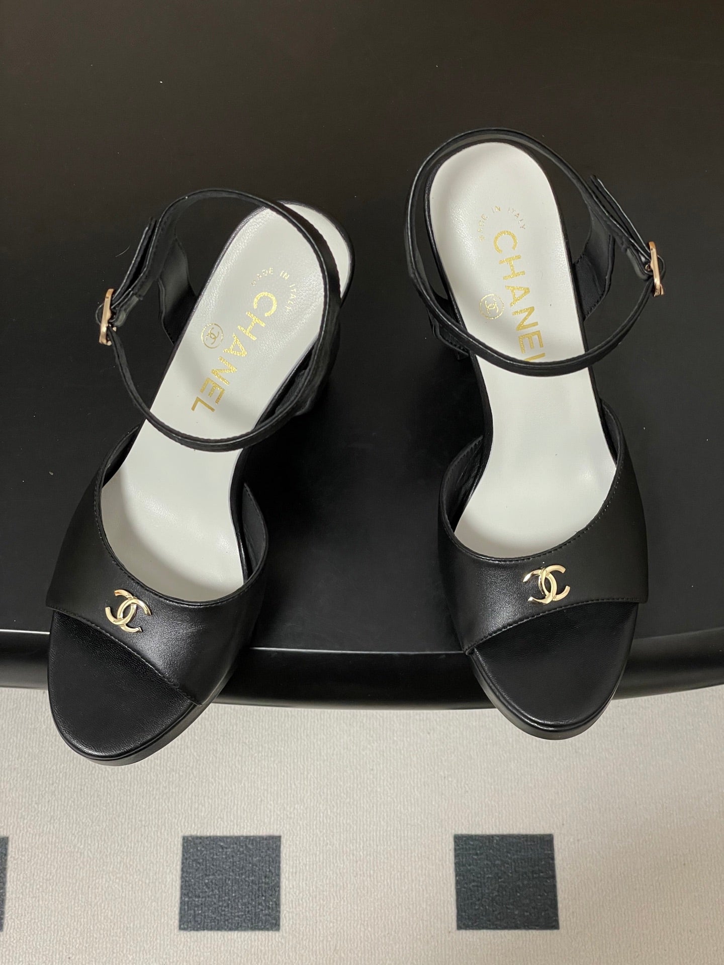 Chanel 2026 High heeled Chunky Platform Peep-toe Sandals Sheepskin 664989