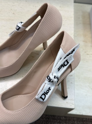 CD 26s High Heels Pumps Nude Pink Cotton Ribbon 664183