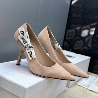 CD 26s High Heels Pumps Nude Pink Cotton Ribbon 664183