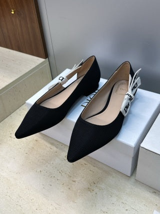 CD 26s High Heels Pumps Black Cotton Ribbon 633066