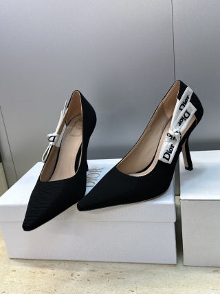CD 26s High Heels Pumps Black Cotton Ribbon 633066