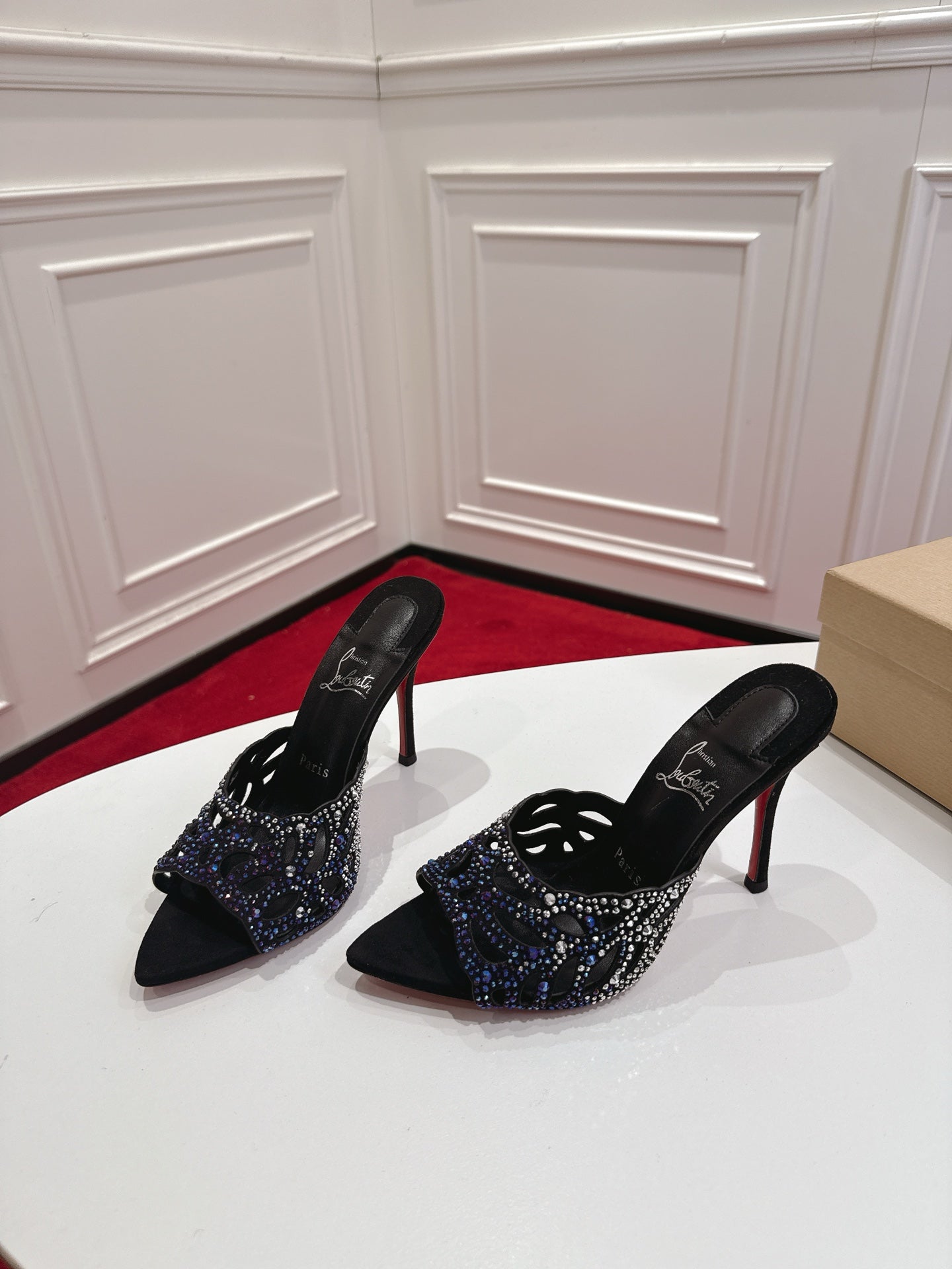 Christian Louboutin 2026 Lasera Strass 100mm Mules Lambskin 780417