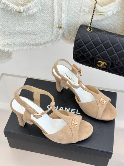 CC 2026 Peep-Toe Sandals 85 Suede Sheepskin