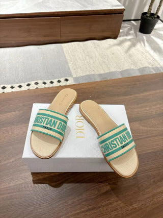 CD 26s Embroidered Sandals Canvas Sheepskin 664321