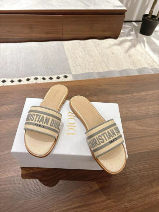 CD 26s Embroidered Sandals Canvas Sheepskin 664321