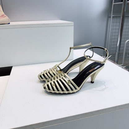 Celine 26 Cage Heeled Sandals 65mm Sheepskin 741768