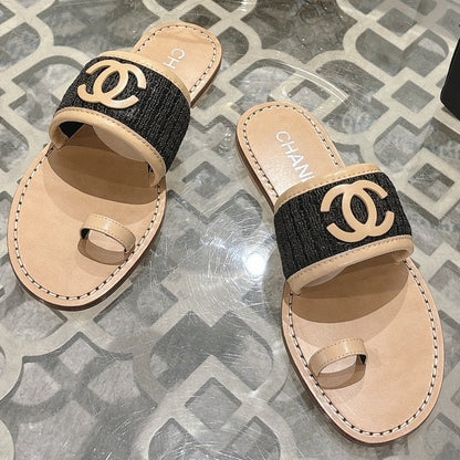 Chanel 2026 Newest Double C Slippers Leather Sheepskin 834459