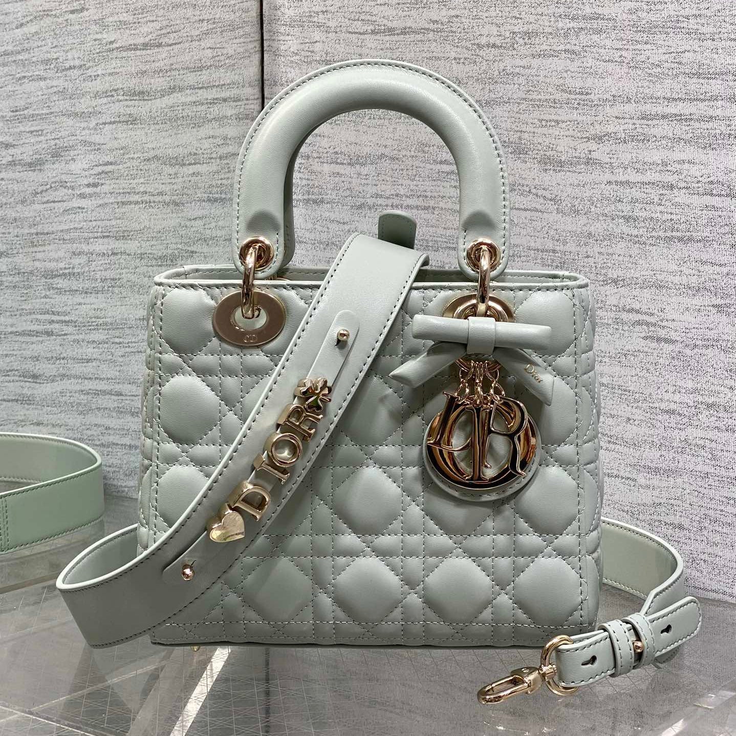 Dior 2026 Bow Lady Dior Lily Green Cannage Lambskin 286533