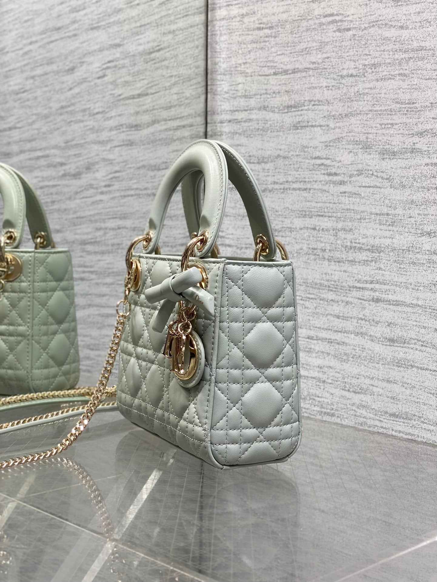 Dior 2026 Bow Lady Dior Lily Green Cannage Lambskin 286533