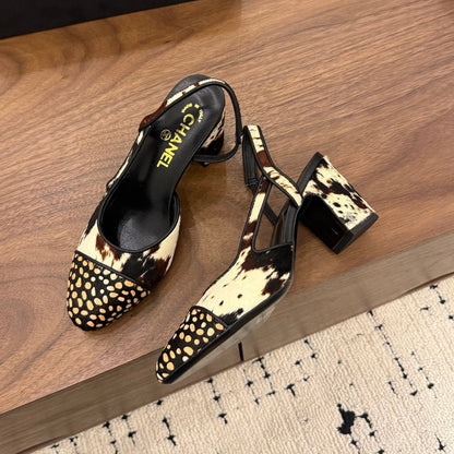 Chanel 2026 Slingback Black White Brown Horsehair Calfskin 686504