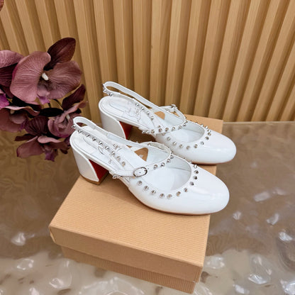 Christian Louboutin 2026 Janispikes 55mm Mary Jane Pumps Patent Leather 698239