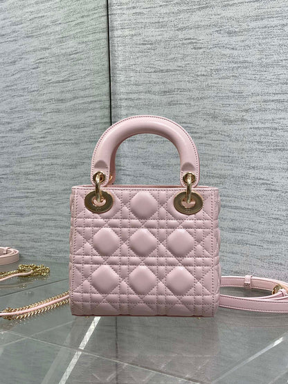 Dior 2026 Bow Lady Dior Pink Cannage Lambskin With Gold Charm 286609