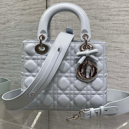 Dior 2026 Bow Lady Dior Glacier Blue Cannage Lambskin 286617