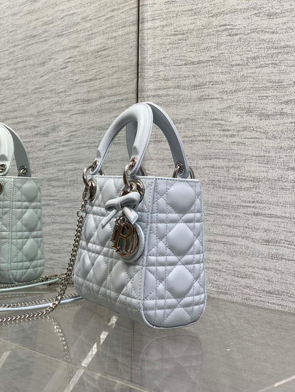 Dior 2026 Bow Lady Dior Glacier Blue Cannage Lambskin 286617