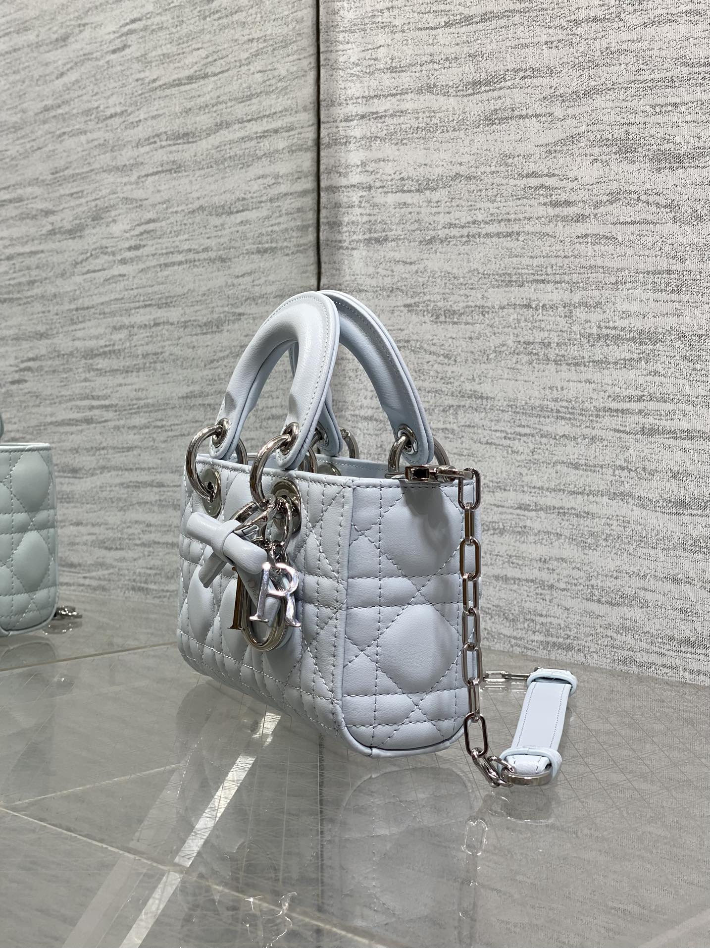 Dior 2026 Bow Lady D-Joy Glacier Blue Cannage Lambskin 286621