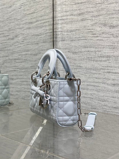 Dior 2026 Bow Lady D-Joy Glacier Blue Cannage Lambskin 286621