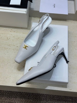 Celine 26 Slingback Pumps Triomphe Logo 65mm Leather 762631