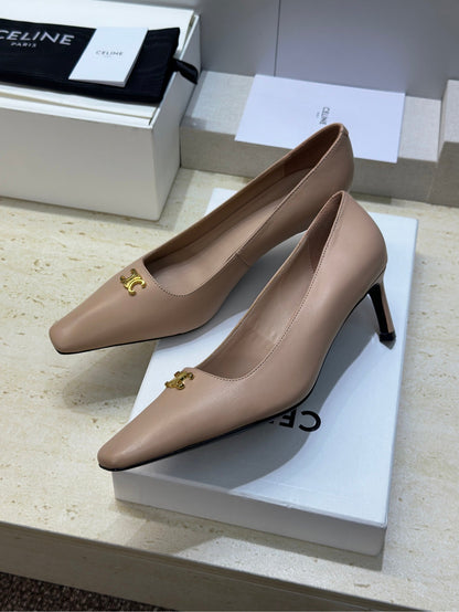 Celine 26 High-Heeled Sandals Triomphe Logo 65mm Leather 762639