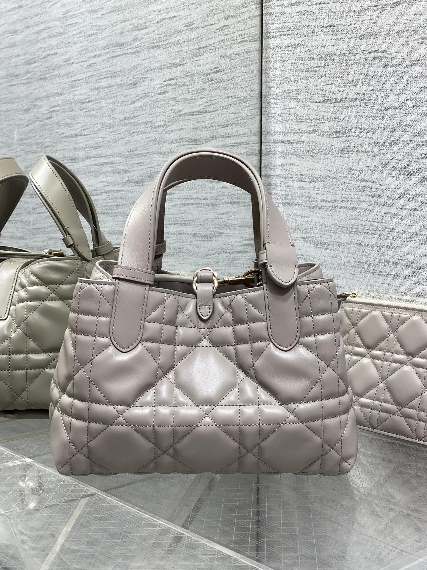 Dior 2026 Toujours Vertical Tote Bag Elegant Grey Calfskin 286656