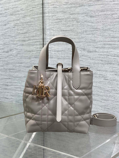 Dior 2026 Toujours Vertical Tote Bag Elegant Grey Calfskin 286656