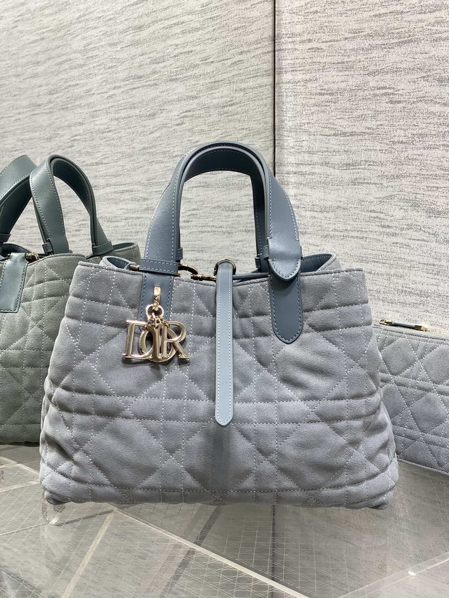 Dior 2026 Toujours Bag Blue Grey Suede Leather 286497