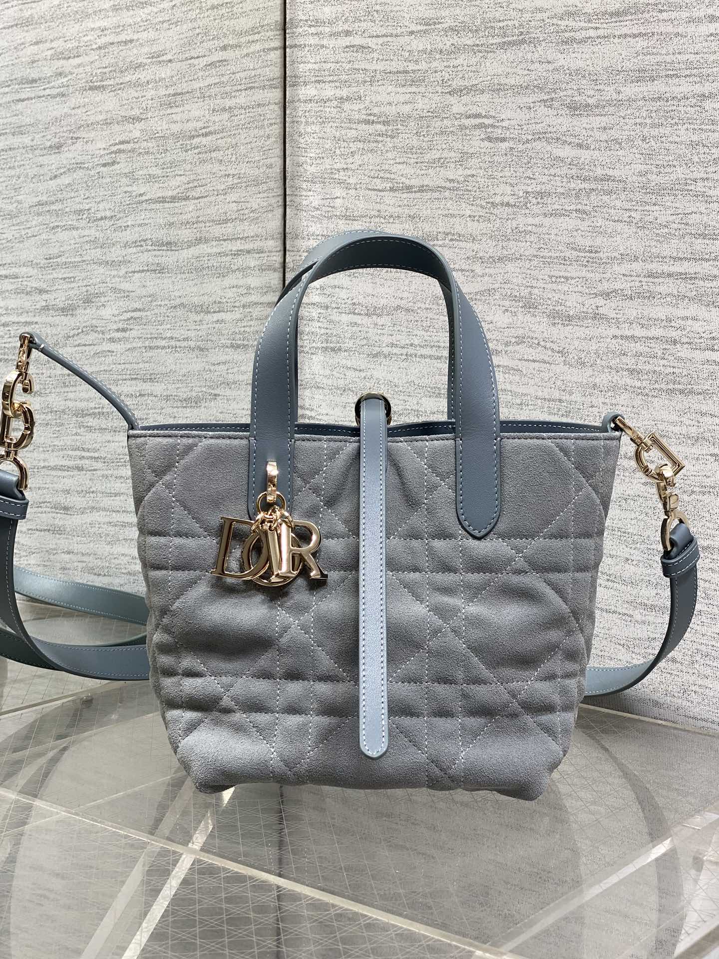 Dior 2026 Toujours Bag Blue Grey Suede Leather 286497