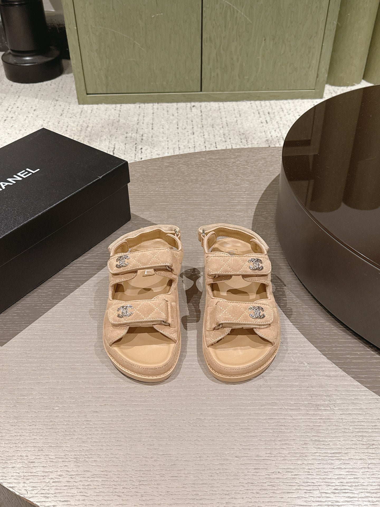 Chanel 2026 Velcro Beach Sandals  Suede Leather 762931