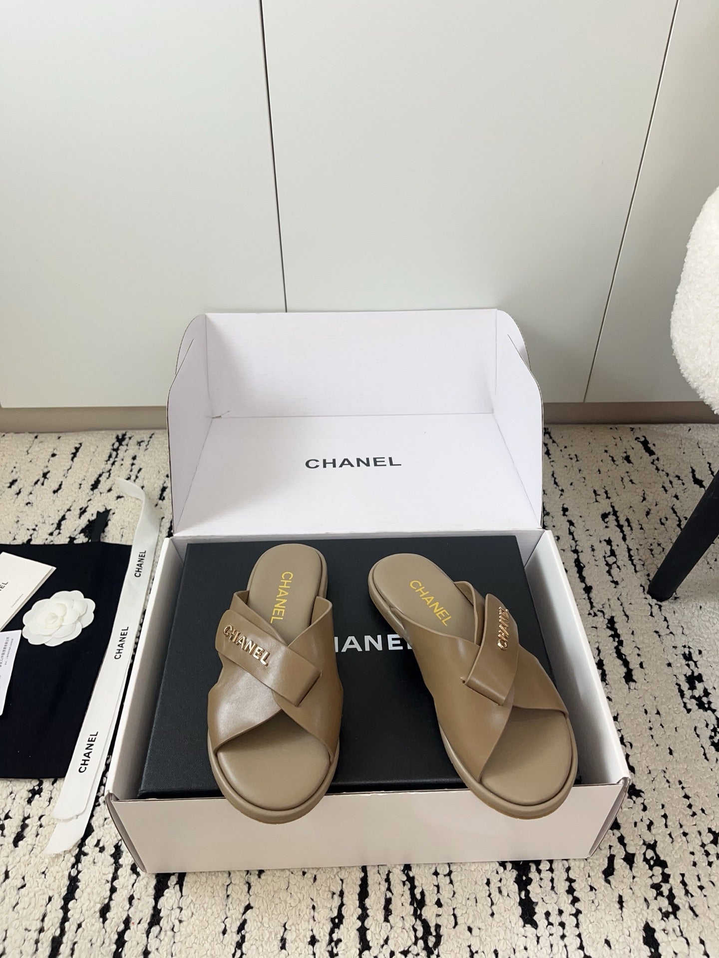 Chanel 2026 Cross-Strap Sandals Sheepskin Leather 778279