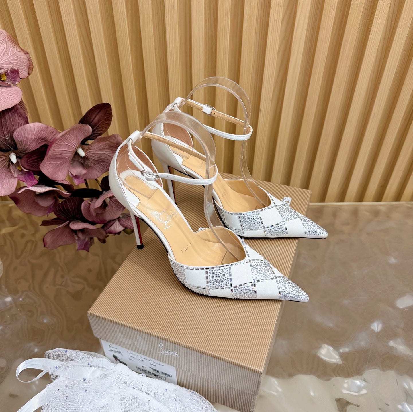 Christian Louboutin 2026 Slingback Pumps 100mm Silk Rhinestone 775986